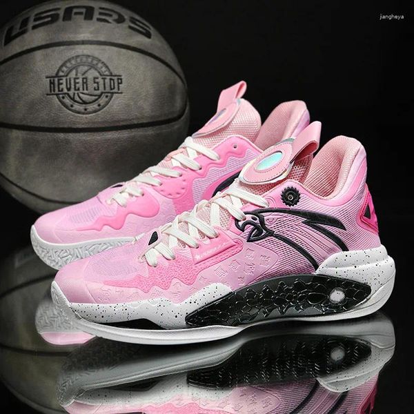 Scarpe da basket unisex rosa luminoso da donna professionale in rete alta da uomo basket piattaforma antiscivolo sportiva per uomo