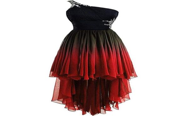 Sexy Ombre One Schulterkristalle Prom Kleid Hilo -Verlaufsloser Chiffon Homecoming Cocktail Abendpartykleid QC13351279631