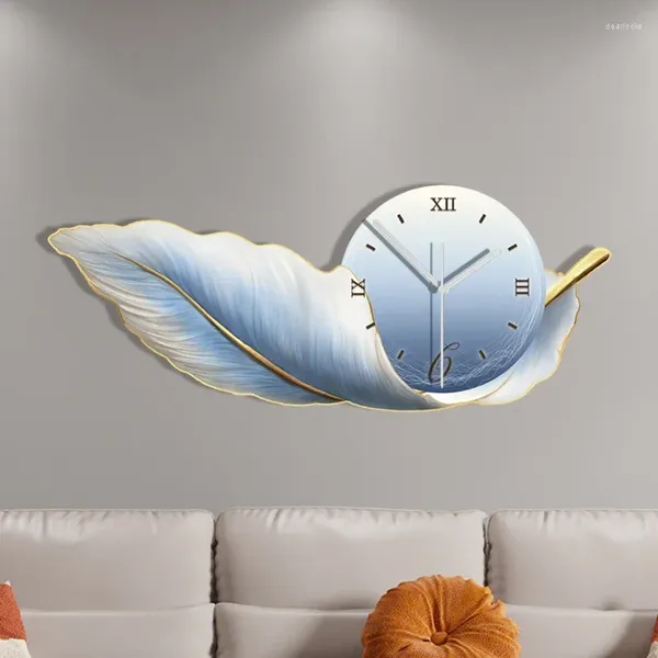 Orologi da parete Decorazioni per la casa a LED Decorazione del soggiorno Design moderno Adesivi con piume 3D Orologio digitale estetico