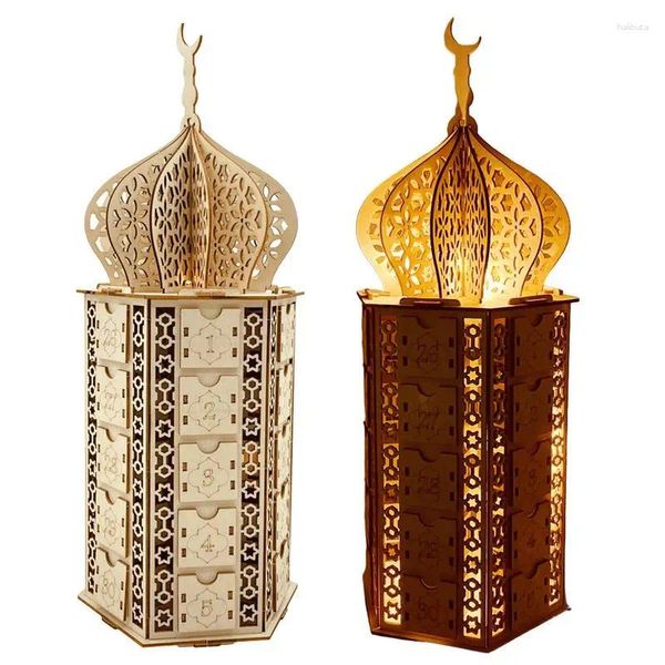 Party Dekoration 2024 Ramadan Countdown Kalender DIY Eid Mubarak Advent Ornament Holz Schublade Hause Islamischen Muslimischen