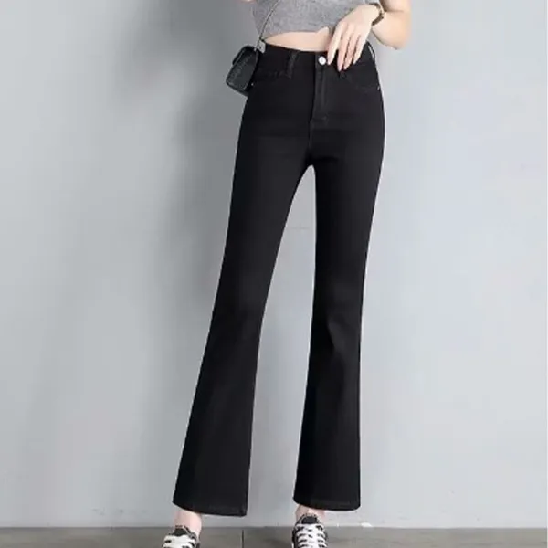Jeans da donna Micro svasato a vita alta pantaloni larghi a gamba larga Primavera Estate Donna Petite 2024 Y2k Pantaloni neri alla moda
