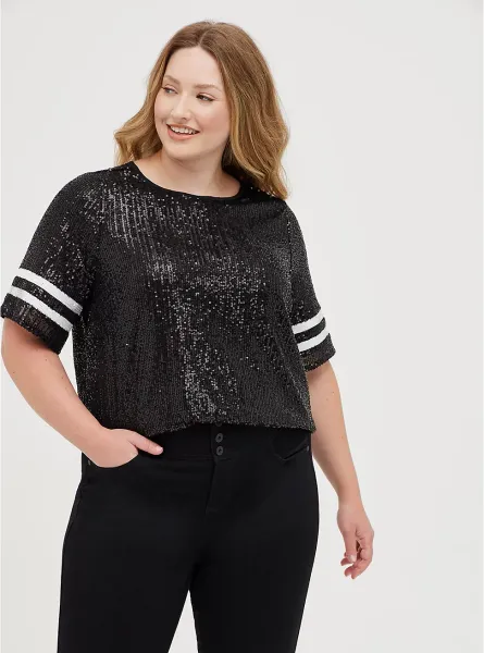 Tops Plus Size Kurzärmeleits Sommer Elegant Full Pailletten Tops Frauen Casual Oneck Sparkle Blusen Frauen große Größe T -Shirt Tee 5xl 6xl