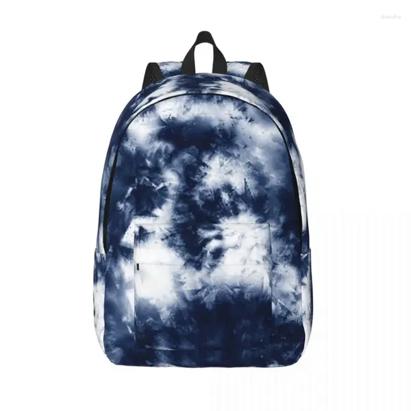 Sacos de armazenamento Azul Tie Dye Padrão Adolescente Mochila Esportes Estudante Caminhadas Viagem Daypack para Homens Mulheres Laptop Canvas