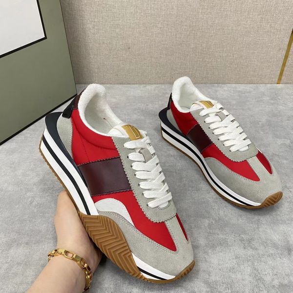 Yeni Lüks Tasarımcı Ayakkabı Erkekler James Spor Sneaker Kauçuk Bean Sole Artış örgü jago spor ayakkabılar dhgate süet neopren açık havada jagga nylon gündelik paten ayakkabı tom fords kutusu