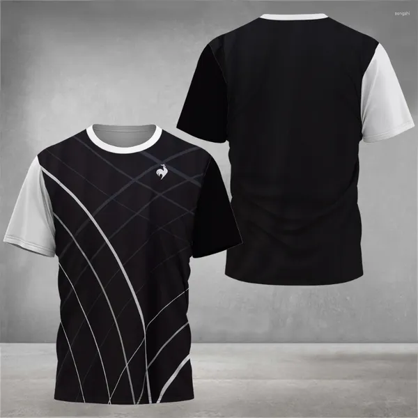 Erkek Tişörtleri Normal Çizgi Tişört Badminton Tenis hızlı kuru Kısa Kollu Nefes Beklenebilir Kulüp
