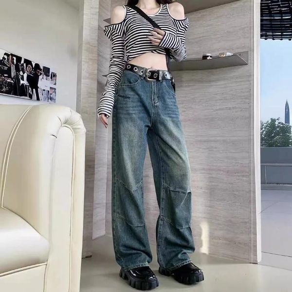 Damenjeans American Washed Designer Korean Sense Ins Trendy Girl Straight Pants