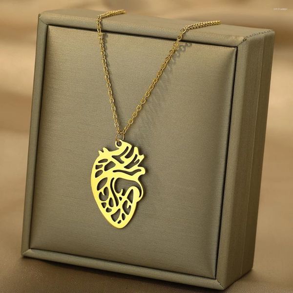 Ожерелья с подвесками CHENGXUN, ожерелье из нержавеющей стали, ювелирные изделия для мужчин и женщин, простой полый анатомический орган сердца человека