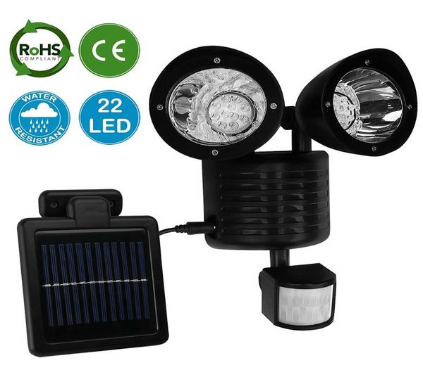 22 LED Solar Power Street Light PIR Sensore di movimento Luce Lampada di sicurezza da giardino Lampada da parete esterna impermeabile5611449