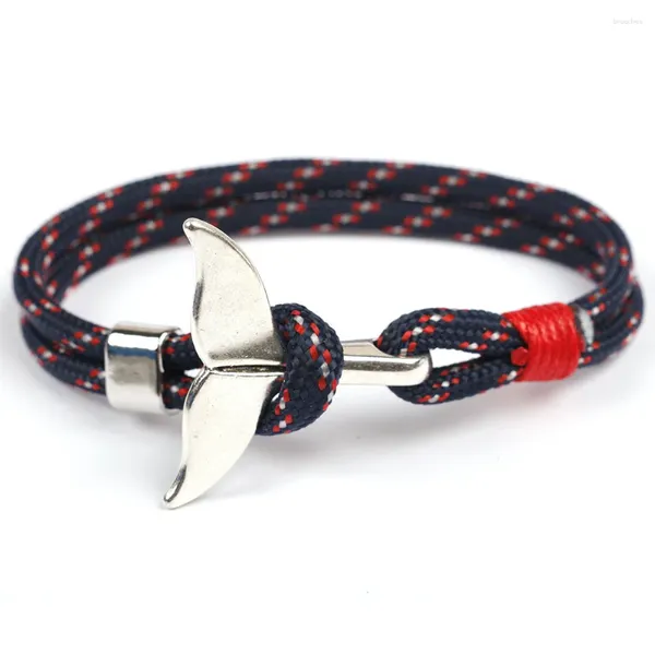 Charme pulseiras paracord trançado boho artesanal âncora baleia cauda gancho pulseira jóias para mulheres presente masculino