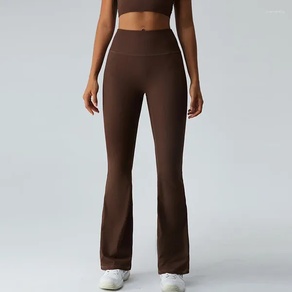 Active Pants Damen Thread High Waist Yoga Flare Tight Micro Schnelltrocknende Sport-Lauf-Push-Up-Fitness-Leggings