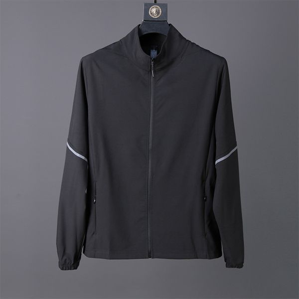 Мужские спортивные куртки, легкая полиэстеровая куртка с молнией во всю длину, спортивная куртка для тренировок и бега с карманами на молнии