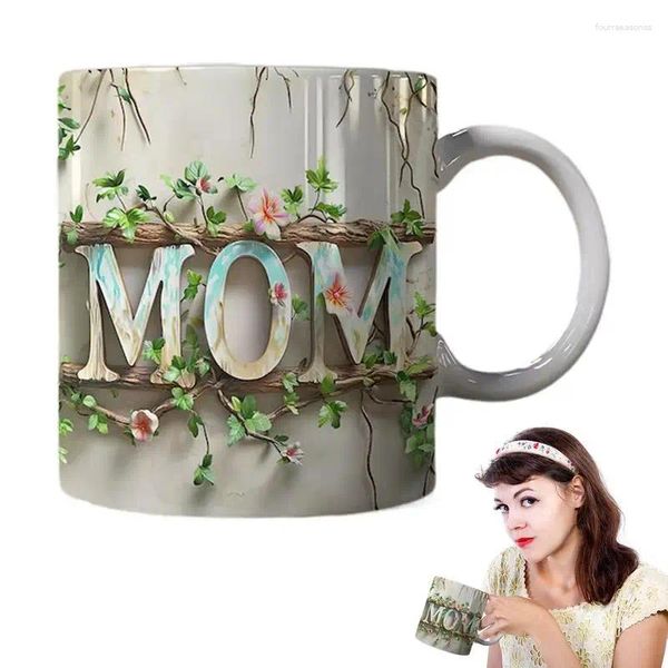 Canecas Caneca de café cerâmica mãe com carta e impressão copo de dia das mães 3d lado duplo impresso para