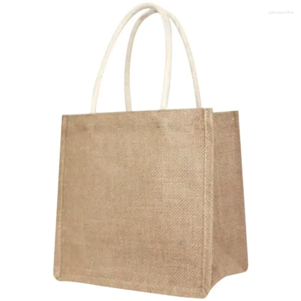 Sacos de compras 2x Juta Burlap Tote Grande Mercearia Reutilizável com Alças Mulheres Saco DIY Eco-Friendly M