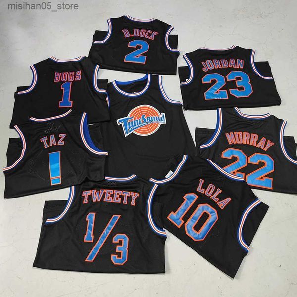 Maglie Trillest Space Jam TWEETY SYLVESTER 9 BUGS 1 LOLA MURRAY 22 Black Tune Squad Maglia da basket da uomo per uniformi da festa di Halloween Q240318