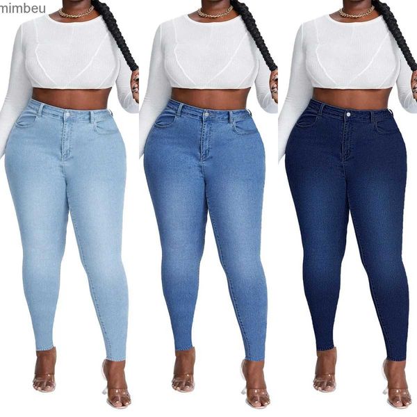 Damenjeans 2023 Neue Damen Hohe Taille Plus Size Jeans Mode Stretch Skinny Denim Bleistifthose Lässige Damenhose XL-4XL Drop ShipC24318