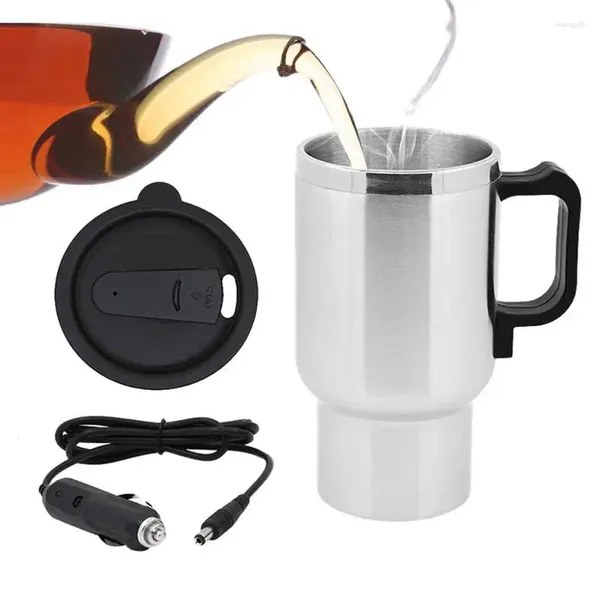 Bottiglie d'acqua Tazza di riscaldamento per auto 12v 450ml Bollitore elettrico portatile Conservazione del calore Bottiglia di latte per tè per viaggi in campeggio