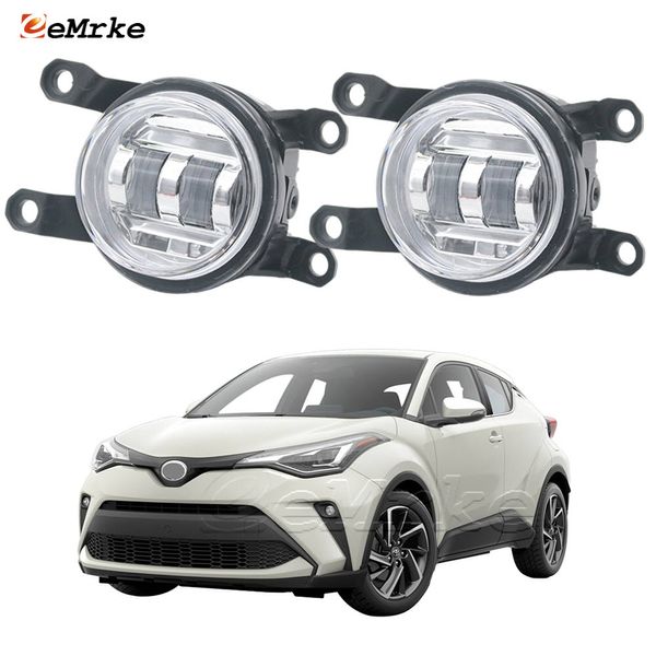 EEMRKE Conjunto de luzes de nevoeiro LED para Toyota C-HR 1ª geração Facelift 2019 2020 2021 2022 2023 Farol de nevoeiro dianteiro do carro com lente DRL 30W 12V branco ou amarelo