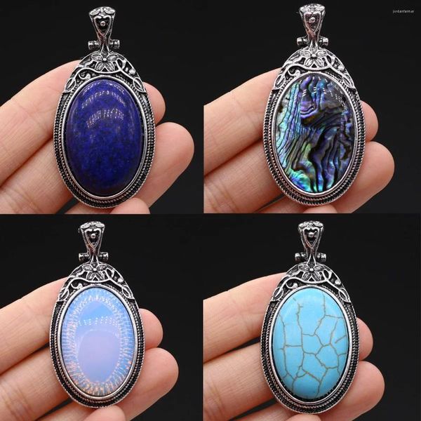 Anhänger Halsketten Naturstein Tibet Silber Anhänger Lapislazuli Türkise Kristall Charms für Schmuckherstellung DIY Halskette Ohrring