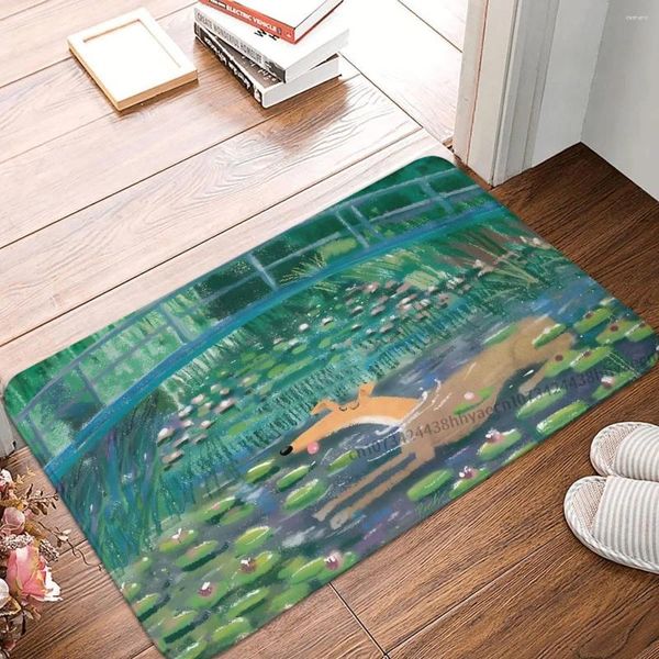 Tapetes Greyhound Orelhas Cães Cozinha Não-Slip Tapete Greympressionismo Flanela Mat Entrada Porta Capacho Decoração de Casa Tapete