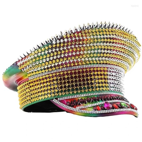 Berets Mode Sergeant Hut mit Strass Braut Dusche Bachelorette Party Nachtclub Kapitän Frauen PO Kopfschmuck Dropship