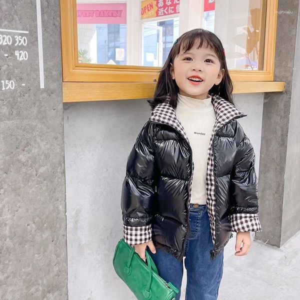 Пуховое пальто для девочек, одноразовая куртка с хлопковой подкладкой, зимняя плотная детская одежда, детская куртка, двусторонняя куртка для ношения на 1,3 года, 9 лет