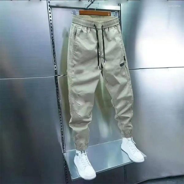 Pantaloni da uomo Harem con coulisse vita elastica slim fit tasche sottili elastiche con fascia alla caviglia pantaloni lunghi streetwear da esterno traspiranti