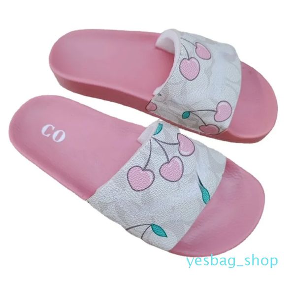 Мужские и женские брендовые тапочки, летние милые сандалии на плоской подошве с розовым вишневым принтом, размер