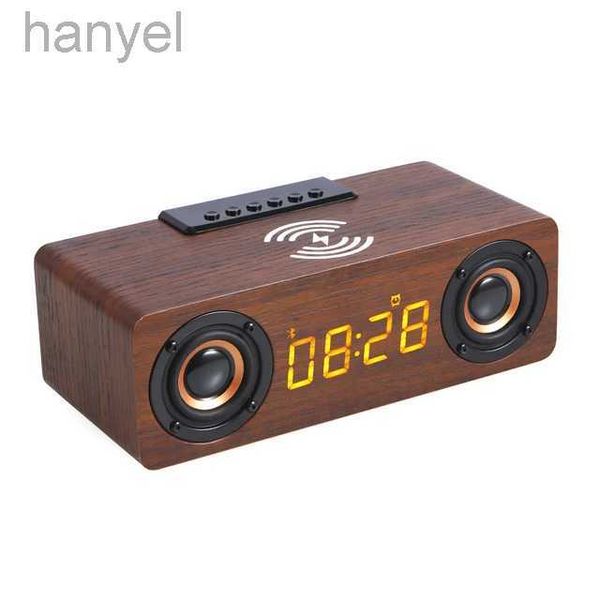 Tragbare Lautsprecher COLSUR Holz-Bluetooth-Lautsprecher mit kabelloser Aufladung, Digitaluhr, Heim-TV-Soundbox, wasserdicht, schwerer Bass, Stereo-Surround 24318