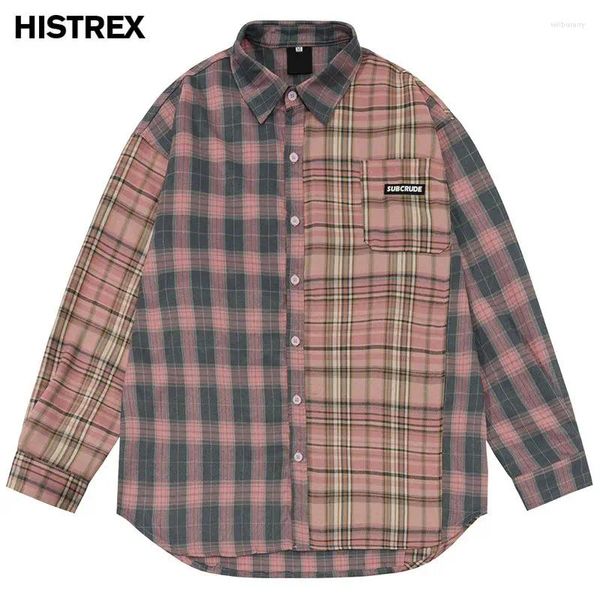 Frauen Blusen HISTREX Marke Baumwolle Shirts Männer Mode Karierten Frauen Y2k Streetwear Qualität Dicke Vintage Lange Ärmel Hemd