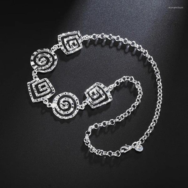 Colares de pingente 925 prata esterlina 18 polegadas colar de fio oco para mulheres moda festa de casamento charme jóias