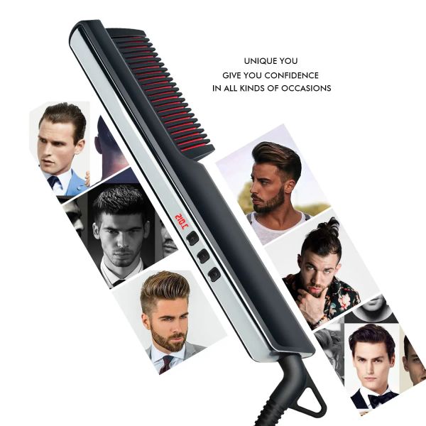 Ferros alisador de cabelo escova aquecida elétrica alisador de cabelo modelador escova de cabelo reto pente de cuidados pessoais barba estilo pente