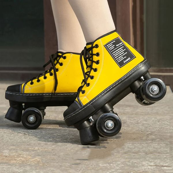 Bot yeni stil patines yetişkin iki katlı roller patates foursheel yetişkin erkek kadın açık roller ayakkabıları