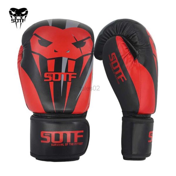 Schutzausrüstung SOTF Erwachsene MMA Giftschlange schwarz rot Boxhandschuhe Tiger Muay Thai MMA Handschuhe Muay Thai Boxkampfhandschuh Sanda Pads Box yq240318