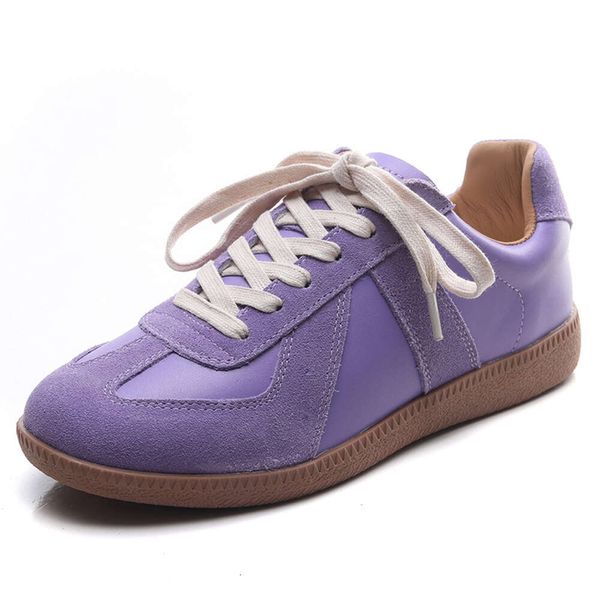 2024 Super New Echtes Leder Gold Silber Casual Flat Bottom German Training Damen Low Top Sport Board Schuhe