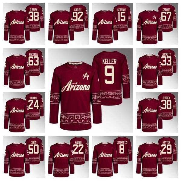 Arizona''''coyotes'''''Men Kadın Gençlik Clayton Keller Nick Schmaltz Karel Vejmelka Matias Maccelli Maccelli Lawson Crouse Garnet alternatif Pro Hokey Jersey