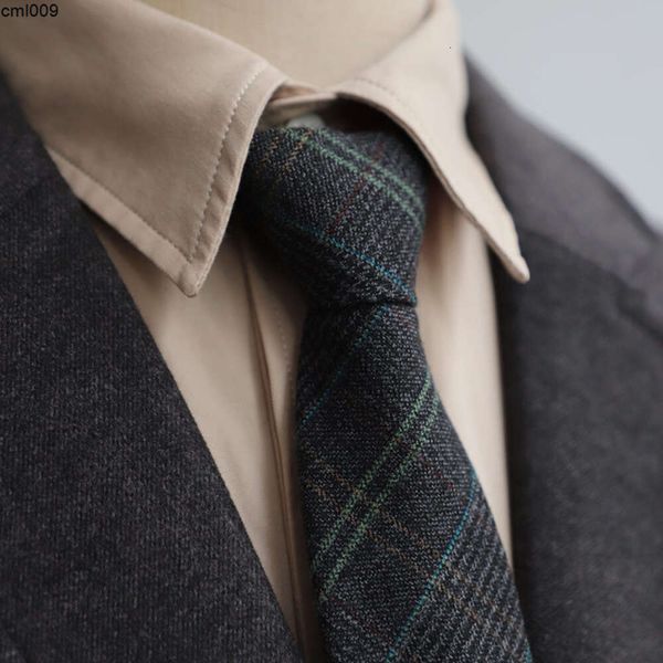 Designer gravata preguiçoso zíper terno de negócios xadrez imitação de lã para homens puxado cinza versão coreana vnd8