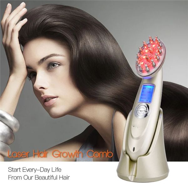 Produtos elétrica rf nano luz vermelha ems vibração couro cabeludo massagem escova de cabelo laser crescimento do cabelo pente anti perda de cabelo tratamento infravermelho