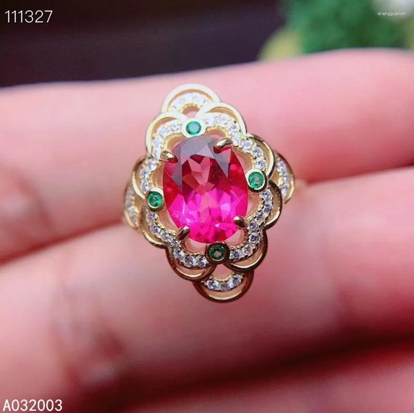 Küme halkaları kjjeaxcmy ince butik mücevher 925 gümüş kakma doğal mücevher pembe topaz bayan kadın ring lüks destek algılama