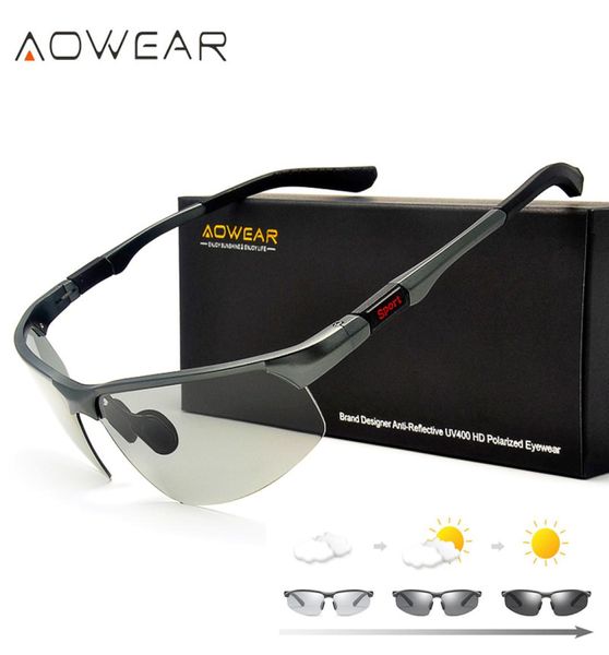 Aowear Pochromik Güneş Gözlüğü Erkekler Polarize Bukalemun Gözlükleri Erkek Değişiklik Renk Güneş Gözlükleri HD Gece Gece Görme Sürüş Gözlükleri4869969