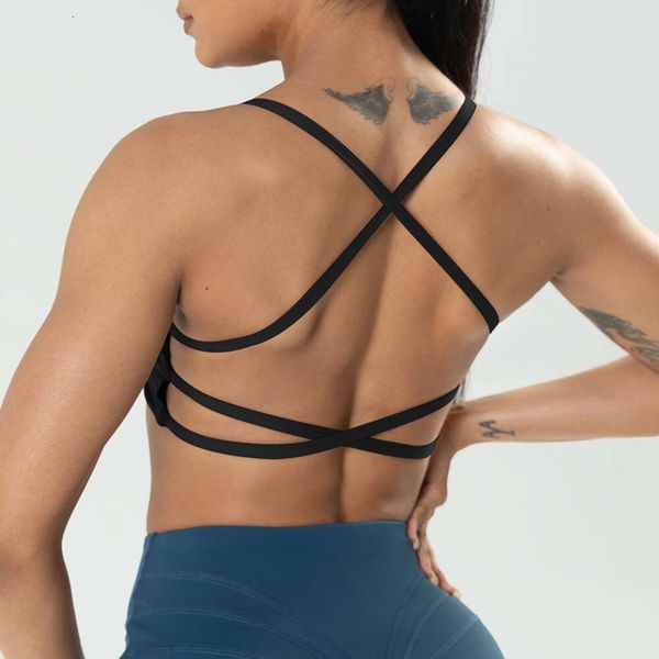 Lu Align Align Lu Lemon Damen Sport VITALINOVO Strappy Criss Cross Back BH Rückenfrei abnehmbar gepolstert Yoga Cami Crop Top Low Impact Fie