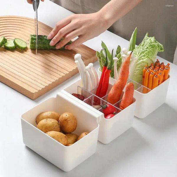 Aufbewahrungsflaschen, Kunststoff-Kühlschrank-Seitentürkästen, weiße Wand-Obst-Gemüse-Trennwand, 7 Gitter, kleine Gewürz-Lebensmittelbox