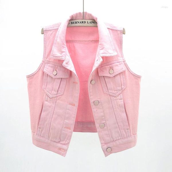 Gilet da donna Gilet di jeans rosa per le donne Giacca coreana sottile senza maniche Gilet casual 3XL 4XL 5XL Cappotto jeans taglie forti Estate femminile