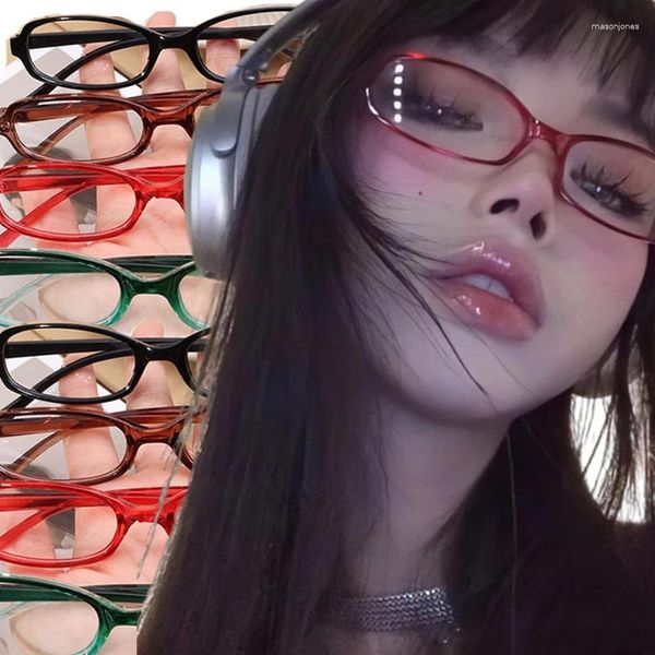 Sonnenbrille Y2K Retro Rot Grün Quadratischen Rahmen Glas Brillen Frauen Anti-blau Licht Brille Brillen Harajuku Lesen Spektakel Brillen