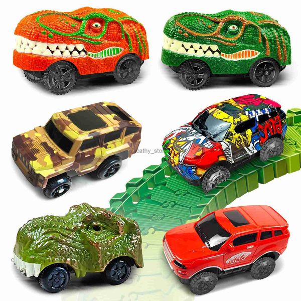 Diecast modelo carros pista mágica carros de corrida com luzes led diy pista de corrida de plástico brilhando no escuro presentes criativos brinquedos para crianças l2403