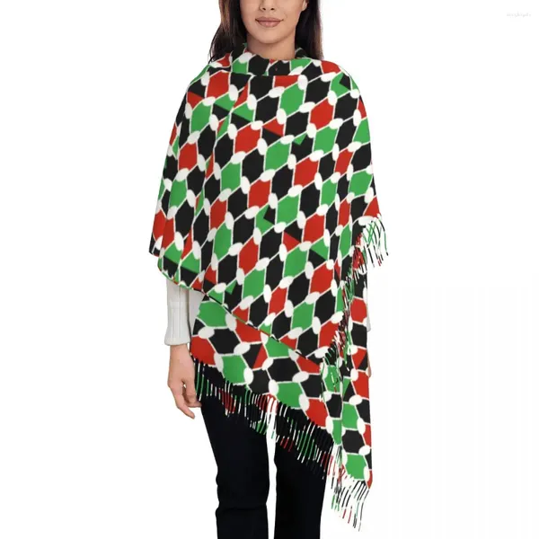 Lenços coloridos keffiyeh lenço palestino folk quente xales macios e envoltórios com borla mulheres vintage grande outono diy foulard