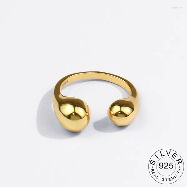 Anéis de cluster 925 prata esterlina para mulheres bolas duplas vintage casamento na moda jóias grandes anillos antigos ajustáveis