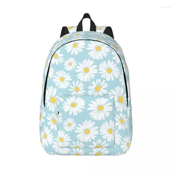 Sacos de armazenamento Daisy Flower Adolescente Mochila Ao Ar Livre Estudante Caminhadas Viagem Daypack para Homens Mulheres Laptop Canvas