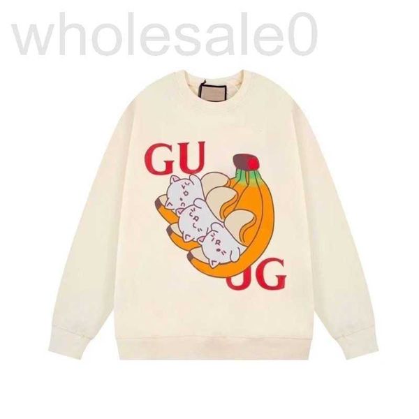 Erkek Hoodies Sweatshirts Tasarımcı Sonbahar Sweatshirt Sweater Banana Kedi Karikatür Baskı Pulover Üst Erkekler Kadın Günlük Uzun Kollu Gömlek Yuvarlak Boyun Dip Qn6V