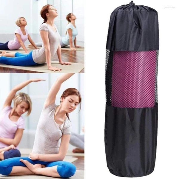 Sacos de armazenamento Portador de exercício ajustável Conveniente Nylon Mesh Yoga Mat Bag com alça -venda