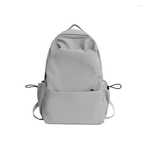 Rucksack, einfarbig, schwarz, große Kapazität, Rucksäcke im koreanischen Stil, wasserdichte Nylon-Schultaschen, Unisex, klassische Schulranzen, graue Reisepakete